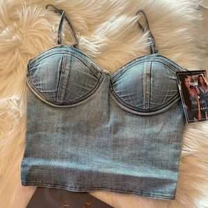 Light denim bustier top. Brand new with tags. Limited edition. Zip closure.